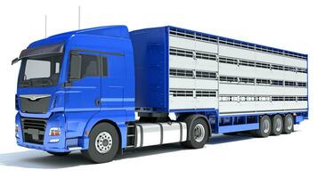 un camion avec animal transporteur bande annonce 3d le rendu sur blanc Contexte photo