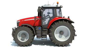 ferme tracteur 3d le rendu sur blanc Contexte photo