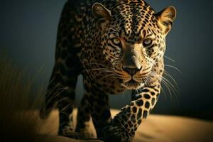 ai généré sauvage beauté une léopards portrait exsudant force et la grâce photo