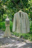 robe détails. vert mariage robe sur mannequin. photo