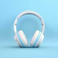 ai généré Bluetooth casque de musique lumière bleu Couleur dans lumière bleu Contexte ai généré photo