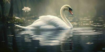 ai généré proche en haut de une blanc cygne avec magnifique yeux. génératif ai photo