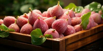 ai généré Frais figues avec l'eau gouttes. génératif ai photo