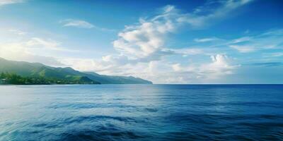 ai généré magnifique océan vagues vue avec bleu ciel. génératif ai photo