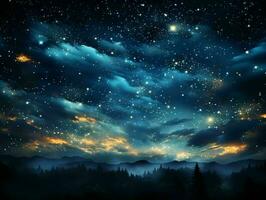 ai généré étoilé bleu nuit ciel. univers rempli avec étoiles. génératif ai photo