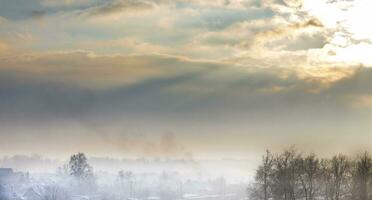 paysage coup de le hiver village. saison photo