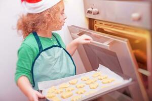 peu garçon fabrication Noël biscuits photo