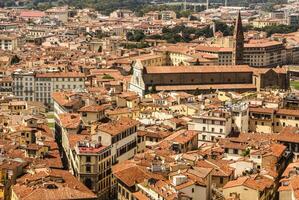 Haut vue de campanile giotto sur le historique centre de Florence, Italie photo