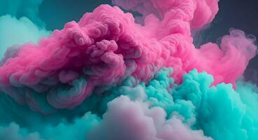 ai généré coloré abstrait fumée Contexte. 3d le rendu, 3d illustration. abstrait nuage de rose et bleu fumée Contexte. photo