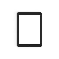 tablette vide afficher avec Vide écran isolé sur blanc Contexte pour les publicités espace gris - de face - verticale photo