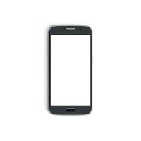 mobile téléphone vide afficher avec Vide écran isolé sur blanc Contexte pour les publicités - de face - verticale bleu photo