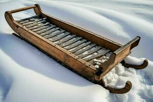 ai généré traîneau dans neige photo