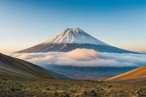 ai généré monter Fuji avec Matin brouillard photo