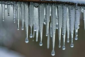 ai généré proche en haut de glaçons pendaison photo