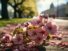 ai généré magnifique Sakura fleur dans printemps. Cerise fleur Contexte. génératif ai photo