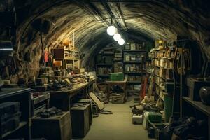 ai généré un souterrain bunker plein avec survie article photo