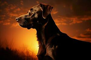 ai généré ombragé élégance, canin silhouette orné avec doux lumière photo