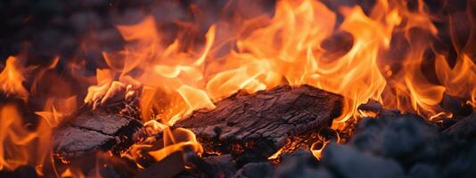 ai généré fascinant Feu fosse flammes, vacillant danse, crépitement bois. ai génératif. photo