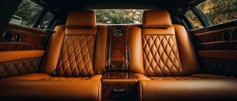 ai généré luxe voiture intérieur avec bronzer cuir des places, classique élégance. ai génératif. photo