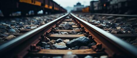 ai généré fermer de train des pistes. ai génératif. photo