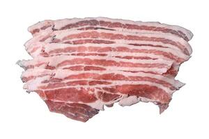 Frais brut Bacon Couper dans tranches avec sel, épices et herbes photo