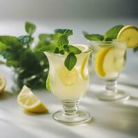 ai généré deux des lunettes de limonade avec menthe feuilles photo