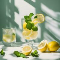 ai généré limonade avec menthe feuilles et citrons photo