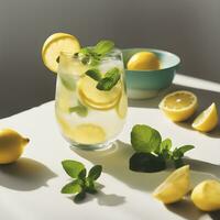 ai généré limonade avec menthe feuilles et citrons photo