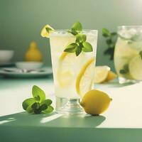 ai généré limonade avec menthe feuilles et citrons photo