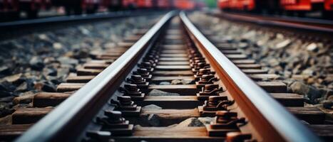 ai généré fermer de train des pistes. ai génératif. photo