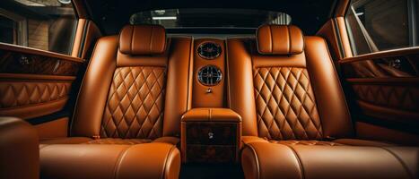 ai généré luxe voiture intérieur avec bronzer cuir des places, classique élégance. ai génératif. photo