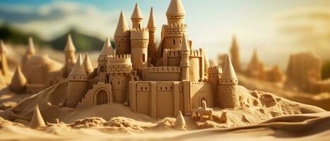ai généré enchanteur désert châteaux de sable, détaillé et spectaculaire. ai génératif. photo