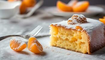 ai généré une pièce de gâteau avec en poudre sucre sur Haut photo