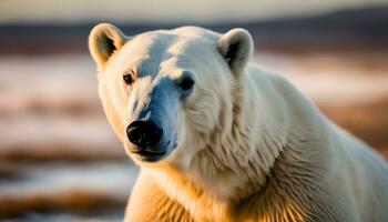 ai généré une proche en haut de une polaire ours dans le sauvage photo