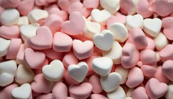 ai généré une pile de rose et blanc guimauves photo