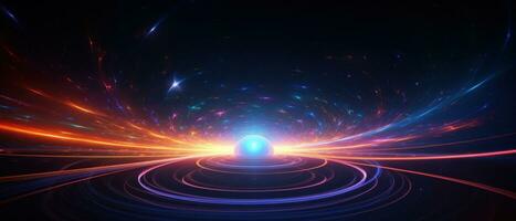 ai généré 3d illustration de une nébuleuse dans le univers, mettant en valeur une vibrant bleu et noir cosmique Contexte. photo