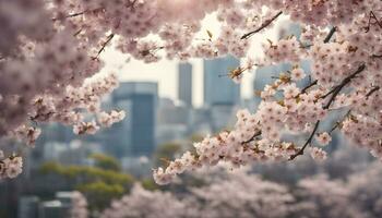 ai généré Cerise fleurs dans Tokyo, Japon photo