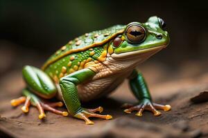 ai généré européen arbre grenouille, hyla arborée isolé sur solide Couleur Contexte. ai génératif photo