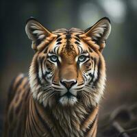 ai généré portrait de amour tigre, panthera Tigre altaica. génératif ai photo