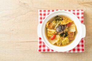 soupe au chou mariné bouilli et à la courge amère photo