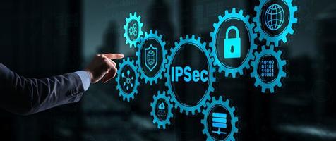 sécurité IP. protocoles de protection des données. ipsec. concept de réseau internet et protection photo