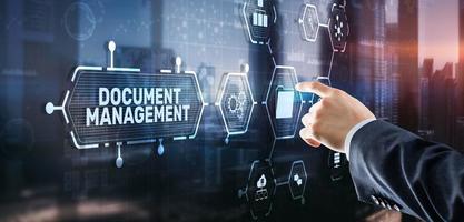 concept de technologie d'entreprise de système de données de gestion de documents. dms sur écran virtuel photo