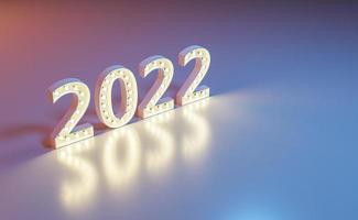 signe du nouvel an 2022 avec des ampoules