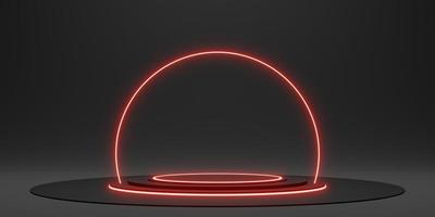 présentoir noir anneau laser et néon lueur illustration 3d