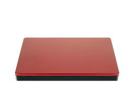 disque dur externe pour la sauvegarde, stockage de fichiers rouges isolé sur fond blanc, chemin de détourage photo