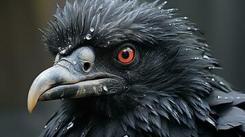 ai généré noir oiseau tête prédateur animal Montagne photo