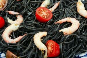 végétalien spaghetti avec Fruit de mer. photo