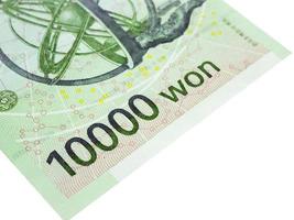 corée du sud 10000 won billet de banque gros plan macro, argent coréen. photo