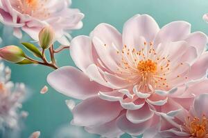 ai généré une proche en haut de une bouquet de rose fleurs, rose et blanc dahlia photo