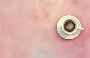 ai généré une tasse de café est montré sur une rose Contexte photo